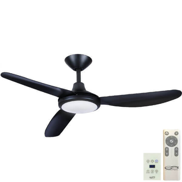 Polar V2 DC Ceiling Fan with LED Light - Matte Black 48" (Remote and Wall Control)