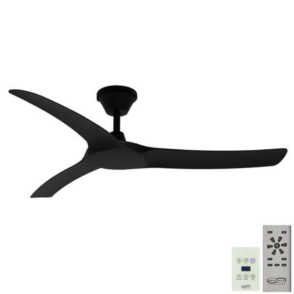 Aqua IP66 Rated DC Ceiling Fan - Black 52" (Remote and Wall Control)