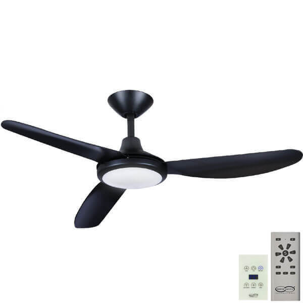 Polar DC Ceiling Fan with LED Light -Matte Black 48" (Remote and Wall Control)