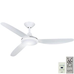 Polar DC Ceiling Fan with LED Light - White 56" (Remote and Wall Control)