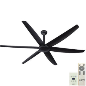The Big Fan V2 DC Ceiling Fan - Matte Black and Natural Oak Blades 86" (Remote and Wall Control)