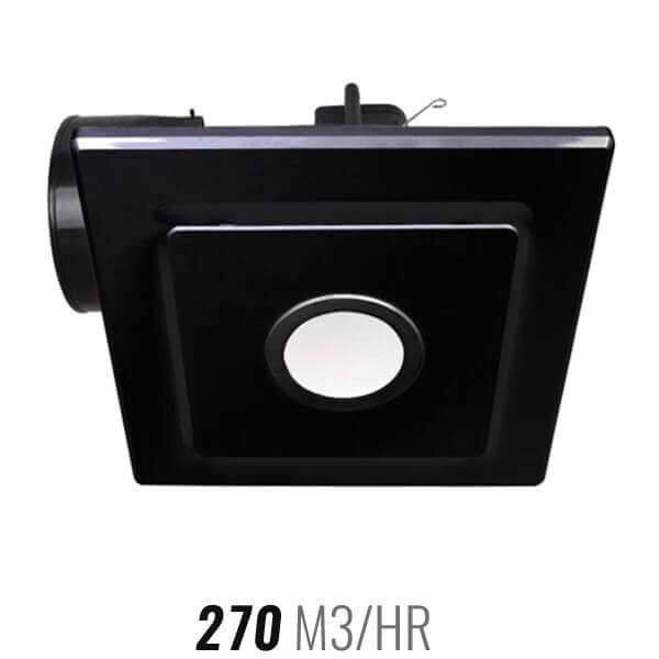 Mercator Emeline II 240 Ceiling Exhaust Fan with LED Light - Square Black