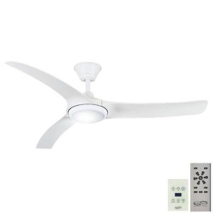 Aqua IP66 Rated DC Ceiling Fan with CCT LED Light - White 52" (Remote and Wall Control)