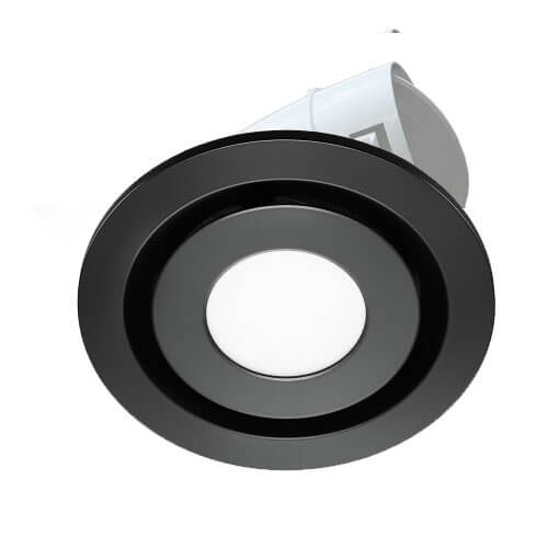 Round LED Vent with 150mm Duct Adaptor in Black