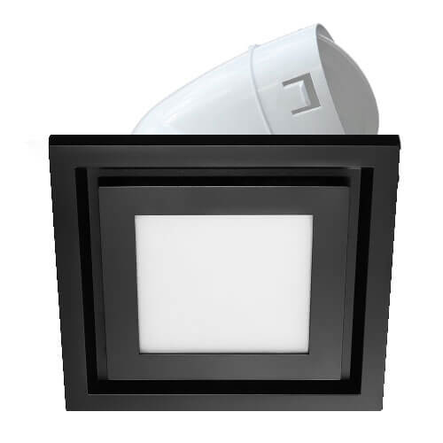 Square LED Vent with 150mm Duct Adaptor in Black