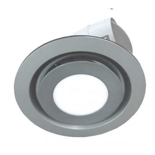 Round LED Vent with 150mm Duct Adaptor in Silver