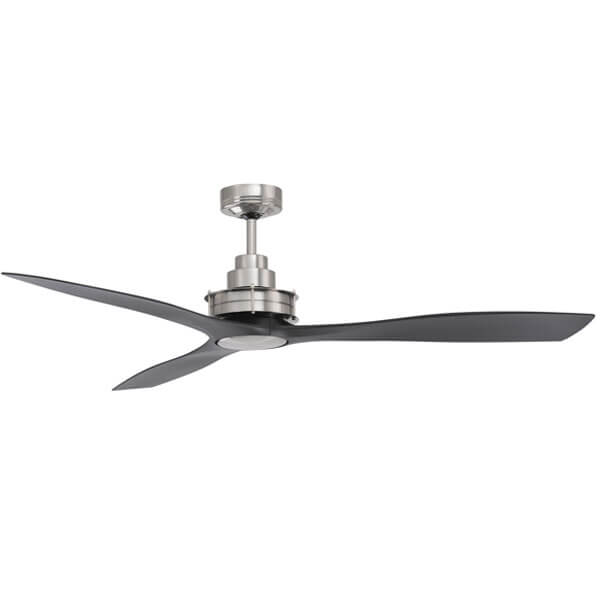 Clarence Ceiling Fan - Brushed Chome with Black Blades 56"
