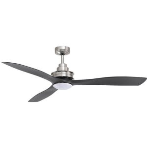 Clarence Ceiling Fan with LED Light - Brushed Chrome with Black Blades 56"