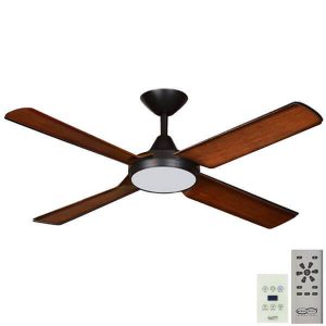New Image DC Ceiling Fan with LED Light - Black and Koa 52" (Remote and Wall Control)