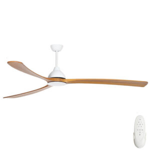 Fanco Sanctuary DC Ceiling Fan with Solid Timber Blades - White with Teak 92"