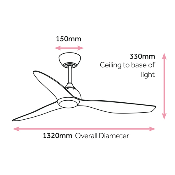 Claro Whisper DC Ceiling Fan with Dimmable CCT LED Light - White 52"