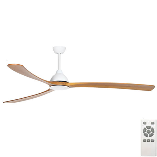Fanco Sanctuary DC Ceiling Fan with Solid Timber Blades - White with Teak 86"
