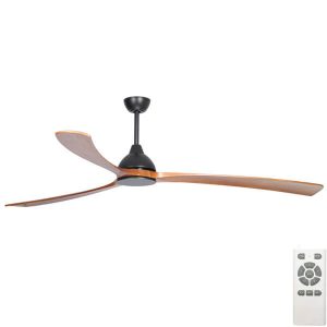 Fanco Sanctuary DC Ceiling Fan with Solid Timber Blades - Black with Teak 92"