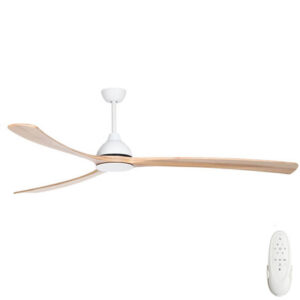 Fanco Sanctuary DC Ceiling Fan with Solid Timber Blades - White with Natural 86"