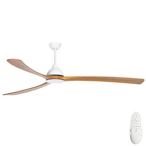 Fanco Sanctuary DC Ceiling Fan with Solid Timber Blades - White with Teak 86"