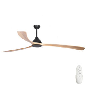 Fanco Sanctuary DC Ceiling Fan with Solid Timber Blades - Black with Natural 92"