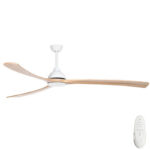Fanco Sanctuary DC Ceiling Fan with Solid Timber Blades - White with Natural 92"