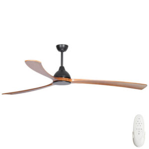 Fanco Sanctuary DC Ceiling Fan with Solid Timber Blades - Black with Teak 86"