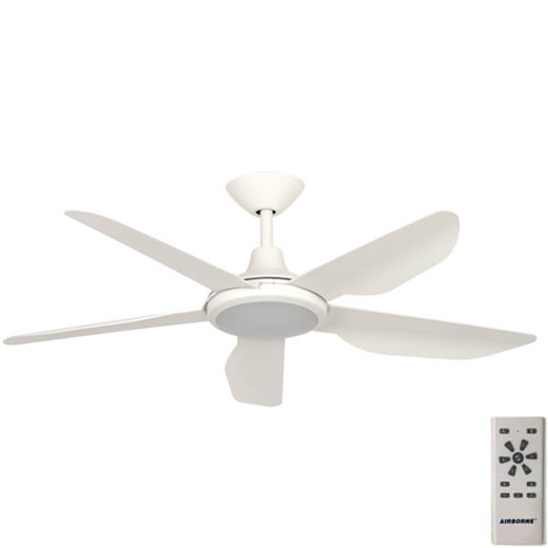 Airborne Storm DC Ceiling Fan with LED Light and Remote - White 48"
