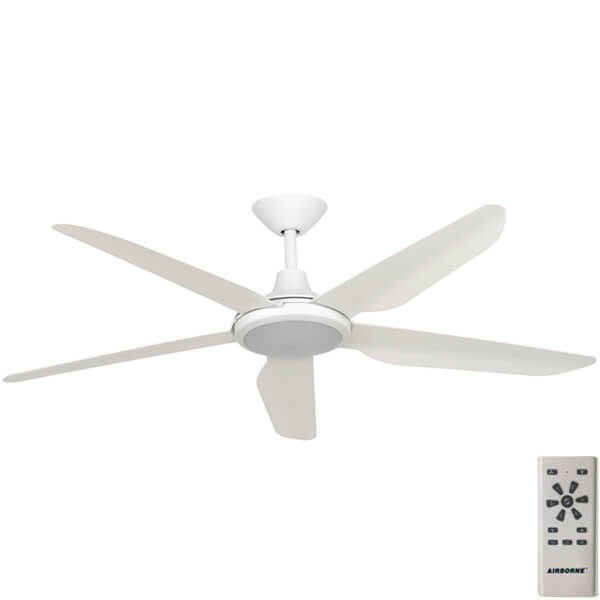 Airborne Storm DC Ceiling Fan with LED Light and Remote - White 56"