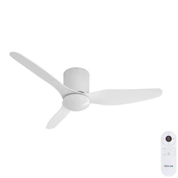 Fanco Studio SMART DC Low Profile Ceiling Fan with Dimmable CCT LED & Remote - White 48"
