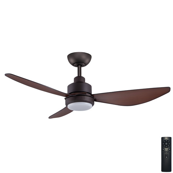 Three Sixty Trinity DC Ceiling Fan with CCT LED Light - Oil Rubbed Bronze with Koa Blades 48"