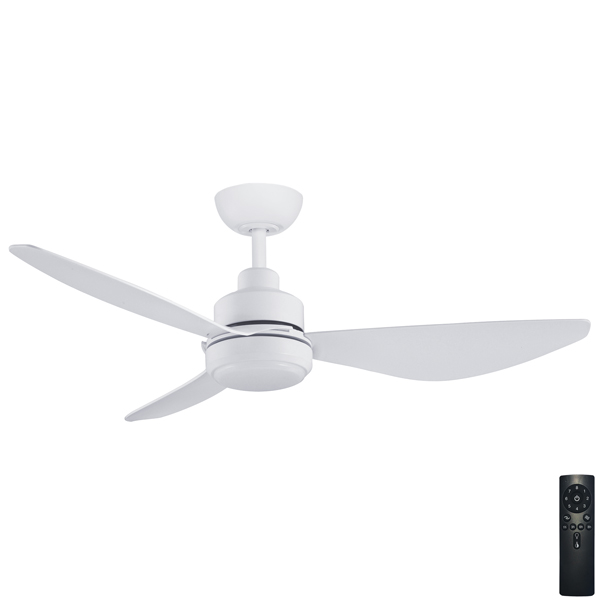 Three Sixty Trinity DC Ceiling Fan with CCT LED Light - White 48"