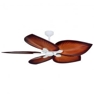 Tropicana Outdoor Ceiling Fan – Matte White with Palm Brown Blades 54″
