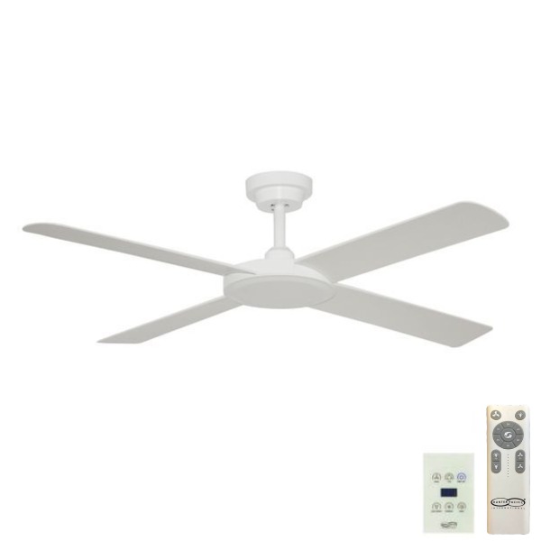 Pinnacle V2 DC Ceiling Fan - White 52" (Remote and Wall Control)