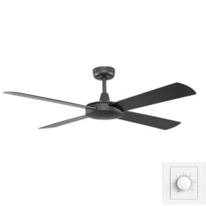 Fanco Eco Silent Deluxe DC Ceiling Fan with Wall Control - Black 56"
