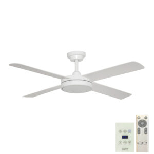 Hunter Pacific Pinnacle V2 DC Ceiling Fan with LED Light & Wall Control - White 52"