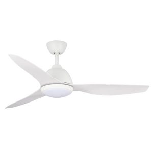 Claro Whisper AC Ceiling Fan with CCT LED Light & Wall Control – White 48"