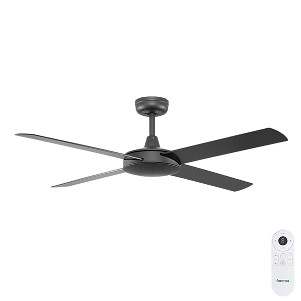 Fanco Eco Silent Deluxe DC SMART Ceiling Fan with Remote - Black 52"