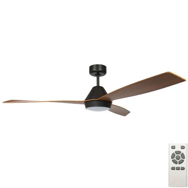 Fanco Eco Breeze DC Ceiling Fan with CCT LED Light and Remote - Black & Koa 52"