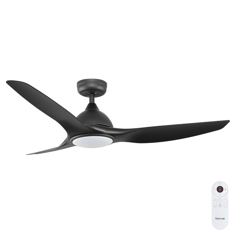 Fanco Horizon SMART High Airflow DC Ceiling Fan with CCT LED Light & Remote - Black 52"