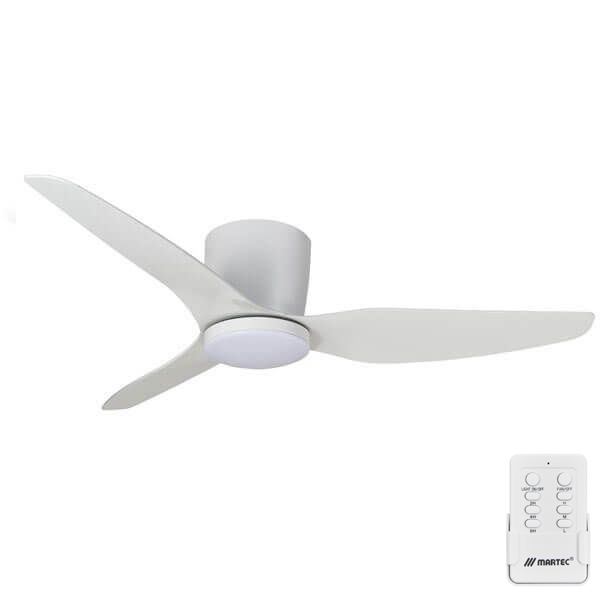 Martec Flush Ceiling Fan with CCT LED Light and Remote - 50" Satin White