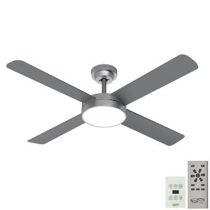 Pinnacle DC Ceiling Fan with LED Light - Brushed Aluminium 52" (Remote and Wall Control)