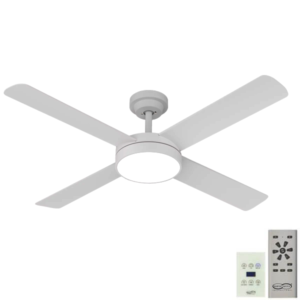 Pinnacle DC Ceiling Fan with LED Light - White 52" (Remote and Wall Control)