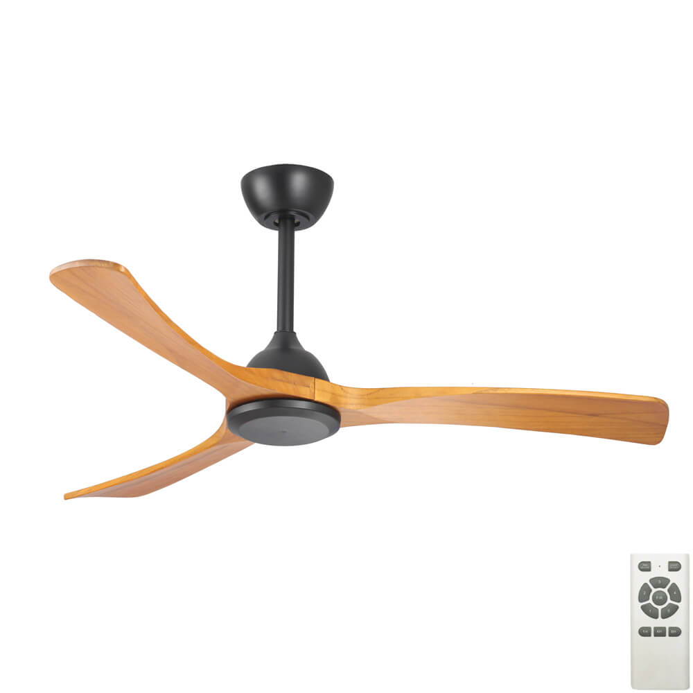 Claro Sleeper DC Ceiling Fan with Solid Timber Blades - Black / Teak 56"