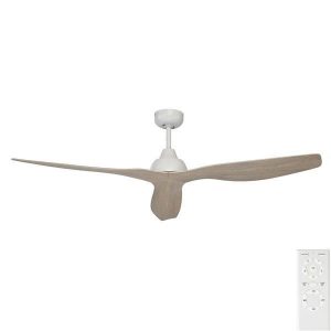Bahama DC Ceiling Fan with Remote - White with White Wash Timber Look Blades 52"