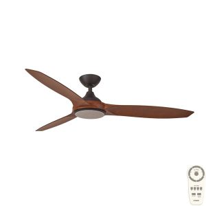 Martec Newport DC Ceiling Fan with LED Light & Remote - Old Bronze with Walnut 56"