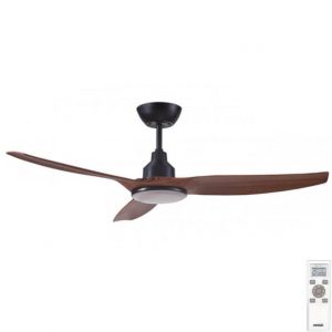Ventair Skyfan DC Ceiling Fan with CCT LED Light - Black and Teak 52"