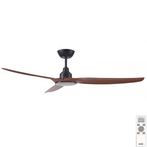 Ventair Skyfan DC Ceiling Fan with CCT LED Light - Black And Teak 60"