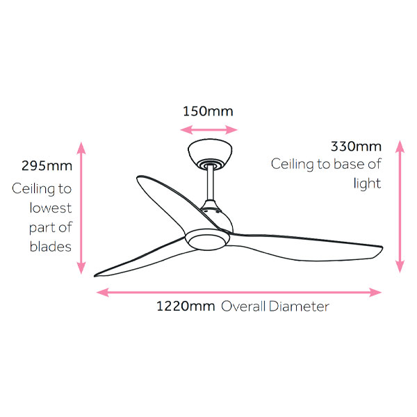 Claro Whisper DC Ceiling Fan with Dimmable CCT LED Light - Black 48"