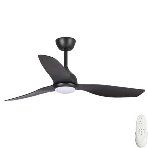 Claro Whisper DC Ceiling Fan with Dimmable CCT LED Light - Black 48"