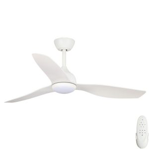 Claro Whisper DC Ceiling Fan with Dimmable CCT LED Light - White 48"