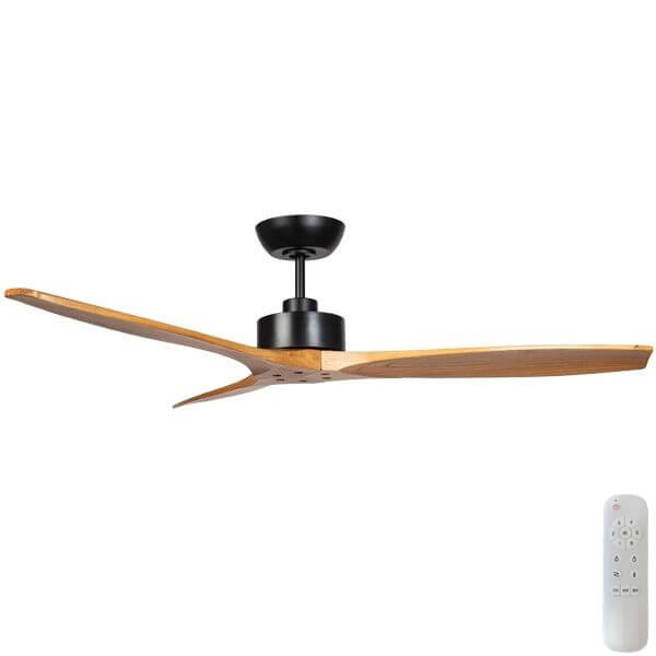 Wynd DC Ceiling Fan With Remote - Matte Black with Handcrafted Teak Blades 54"