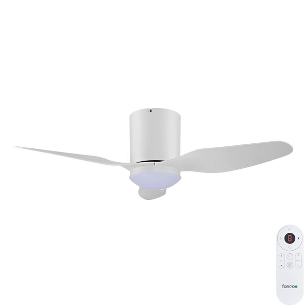 Fanco Studio SMART DC Low Profile Ceiling Fan with Dimmable CCT LED & Remote - White 42"