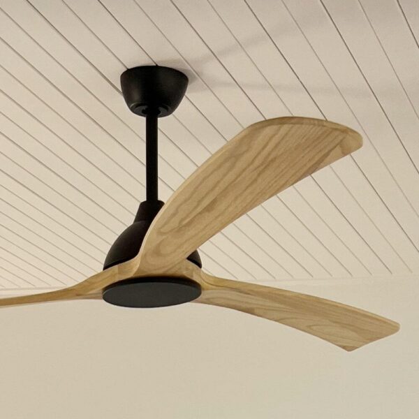 Fanco Sanctuary DC Ceiling Fan with Natural Timber Blades - Black 70"