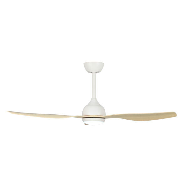 Fanco Eco Style DC Ceiling Fan - White & Beechwood with CCT LED and Remote 52"